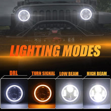 Load image into Gallery viewer, Headlights Black Avenger LED DRL Halo for Wrangler JK JKU TJ (pair)