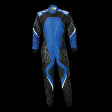 Load image into Gallery viewer, OMP KS-3X 'ART' Kart Suit BLACK / BLUE - Youth to Adult (Sizes 42-62)
