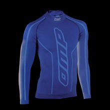 Load image into Gallery viewer, Blue long-sleeve KARTING undertop with an OMP logo