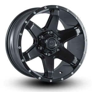 AMERICAN OUTLAW 'Six Shooter' 17" - Satin Black Milled Rims (set of 5 Jeep 5x127)
