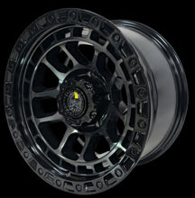 Load image into Gallery viewer, (Set of 5) AMERICAN OUTLAW 'GIBB' 17" 9J - for Landcruiser 5x150 (-12) Machine Gloss Black Tint Rims