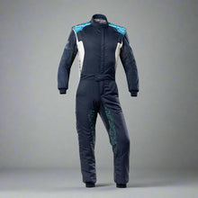 Load image into Gallery viewer, OMP TECNICA Hybrid Circuit Race Suit - Navy Blue/Cyan (Sizes 44-64)
