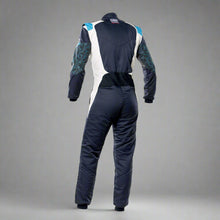 Load image into Gallery viewer, OMP TECNICA Hybrid Circuit Race Suit - Navy Blue/Cyan (Sizes 44-64)