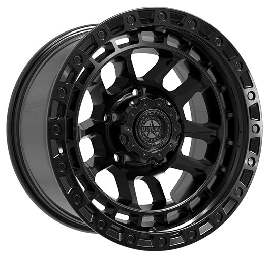 (Set of 5) AMERICAN OUTLAW 'GIBB' 17" 9J - for Landcruiser 5x150 (-12) Matt Black Rims