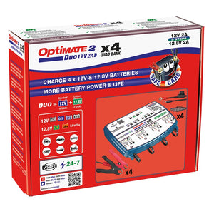 OPTIMATE 2 Duo - x4 QUAD Bank (Lithium / Standard) Kart Battery Charger TM574