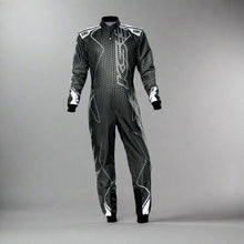 Load image into Gallery viewer, OMP KS-3R  'ART' Kart Suit BLACK / SILVER - ADULT (Sizes 42-62)