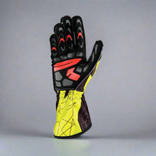 Load image into Gallery viewer, OMP KS-2 'ART' Kart Gloves - Black / Fluro Yellow (KIDS Sizes 4-6)
