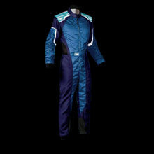 Load image into Gallery viewer, OMP KS-3 Kart Suit BLUE/WHITE/CYAN - YOUTH (Sizes 120-160)