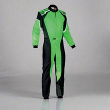 Load image into Gallery viewer, OMP KS-3 Kart Suit BLACK/FLURO GREEN - YOUTH (Sizes 120-160)