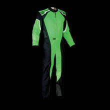 Load image into Gallery viewer, OMP KS-3 Kart Suit BLACK/FLURO GREEN - YOUTH (Sizes 120-160)