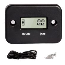 Load image into Gallery viewer, Black digital hour meter with cable and screws