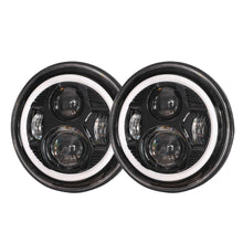 Load image into Gallery viewer, Headlights Black Avenger LED DRL Halo for Wrangler JK JKU TJ (pair)