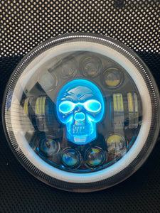 Headlights COLOURED SKULL LED DRL Halo for JK/JKU/TJ (pair)