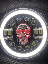 Load image into Gallery viewer, Headlights COLOURED SKULL LED DRL Halo for Wrangler JK / JKU / TJ (pair)