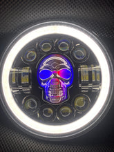 Load image into Gallery viewer, Headlights COLOURED SKULL LED DRL Halo for Wrangler JK / JKU / TJ (pair)