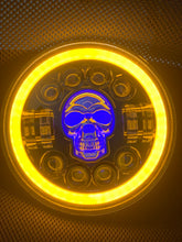 Load image into Gallery viewer, Headlights COLOURED SKULL LED DRL Halo for Wrangler JK / JKU / TJ (pair)