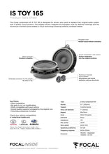 Load image into Gallery viewer, Focal IS TOY 165 2-Way Component Speaker Upgrade Kit for Hilux (with Factory Tweeters)