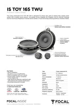 Load image into Gallery viewer, Focal IS TOY 165 TWU 2-Way Component Speaker Upgrade Kit for Hilux (without Factory Tweeters)