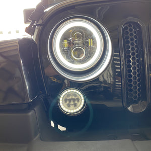 Headlights Black Avenger LED DRL Halo for JK/JKU/TJ (pair)