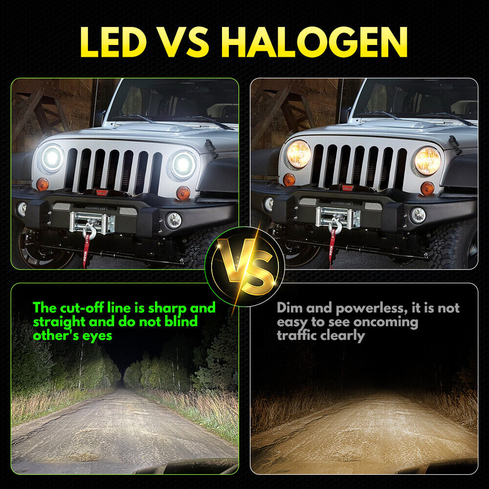 LED Headlights 'Dragons Eye' with DRL for Wrangler JK JKU TJ (pair) A+ 'OSRAM' LED