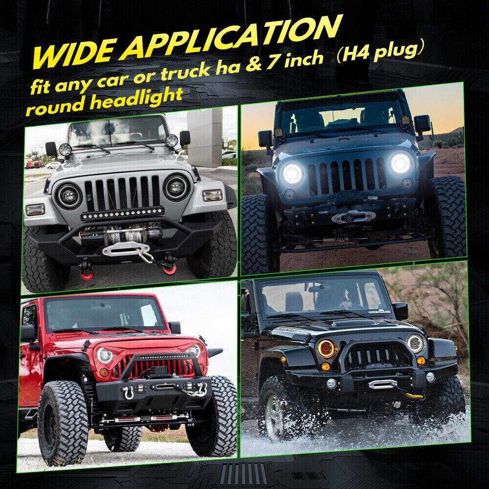 LED Headlights 'Dragons Eye' with DRL for Wrangler JK JKU TJ (pair) A+ 'OSRAM' LED