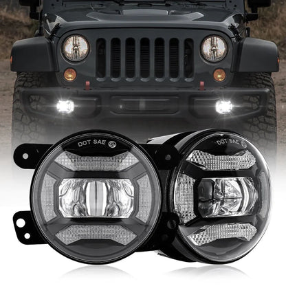 FOG Lights 'KONG' 4" LED with DRL for Wrangler JK JKU JL Gladiator (pair)