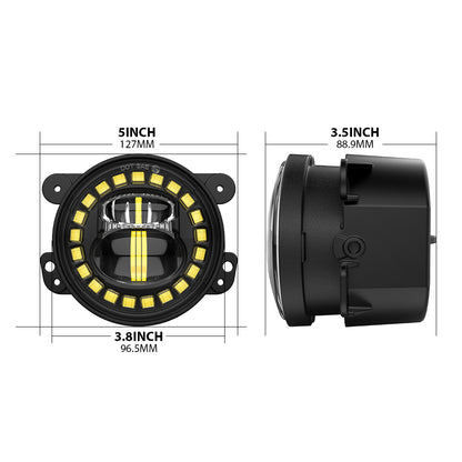 FOG Lights 'CLOCK' 4" LED with DRL for Wrangler JK JKU JL Gladiator (pair)