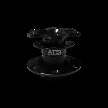 Black metal hub assembly with ATS Motorsport logo on a gray background