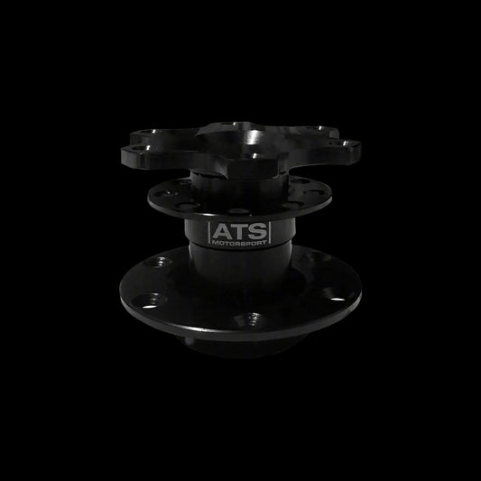 Black metal hub assembly with ATS Motorsport logo on a gray background