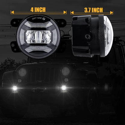 FOG Lights 'KONG' 4" LED with DRL for Wrangler JK JKU JL Gladiator (pair)