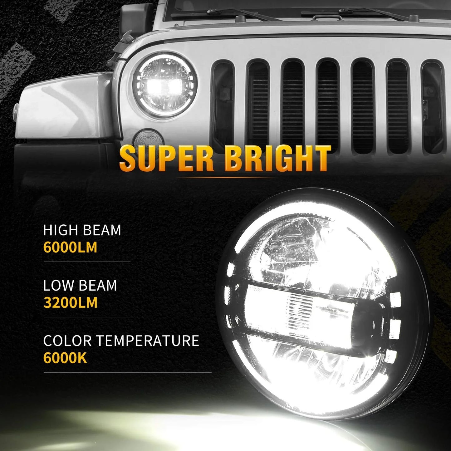 LED Headlights 'KONG' for Wrangler JL with DRL (pair with JL Adaptors) A+ 'Philips' LED