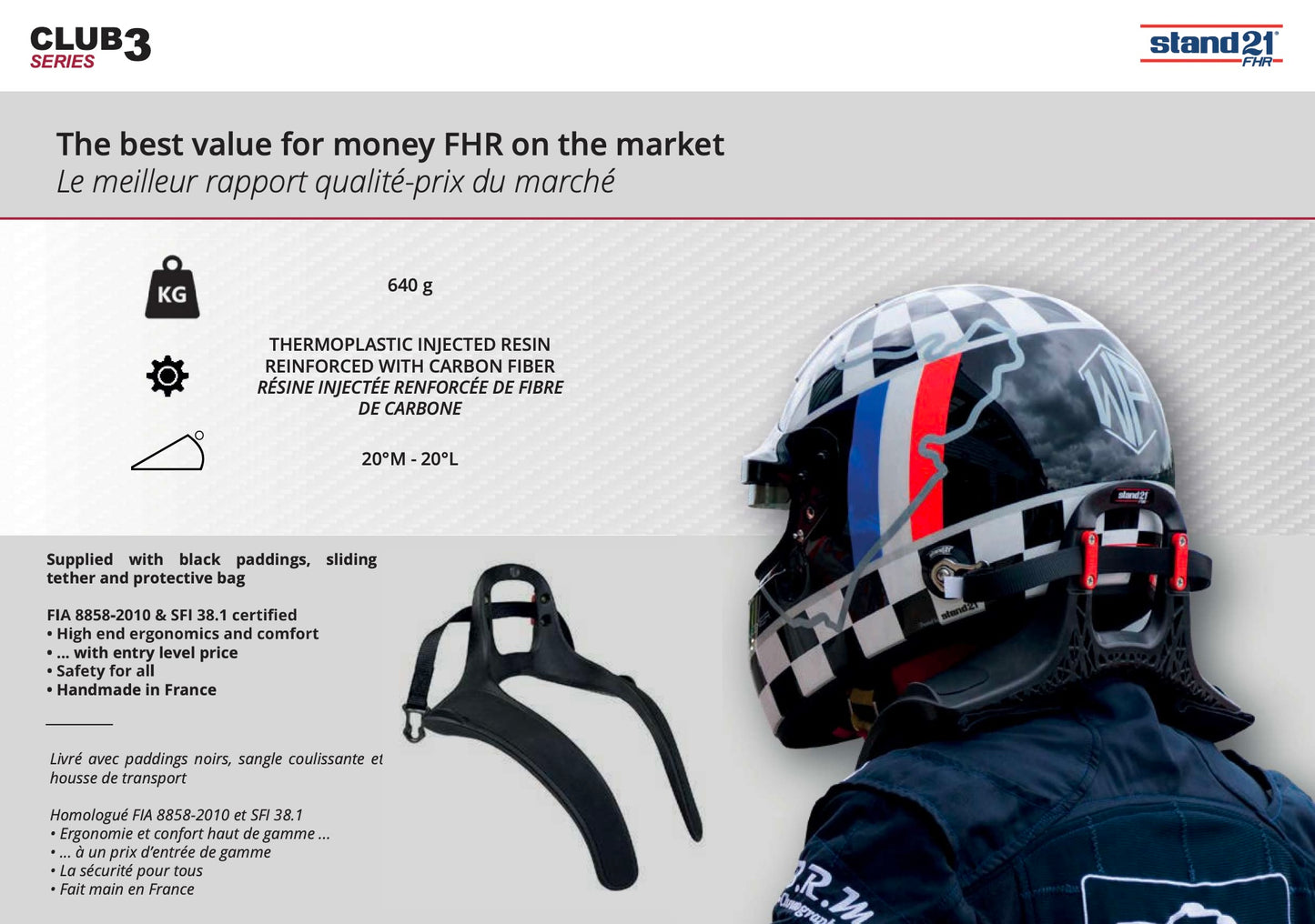 STAND21 Club III Series 3 FHR Lightweight (Hans) Device - 20 degree