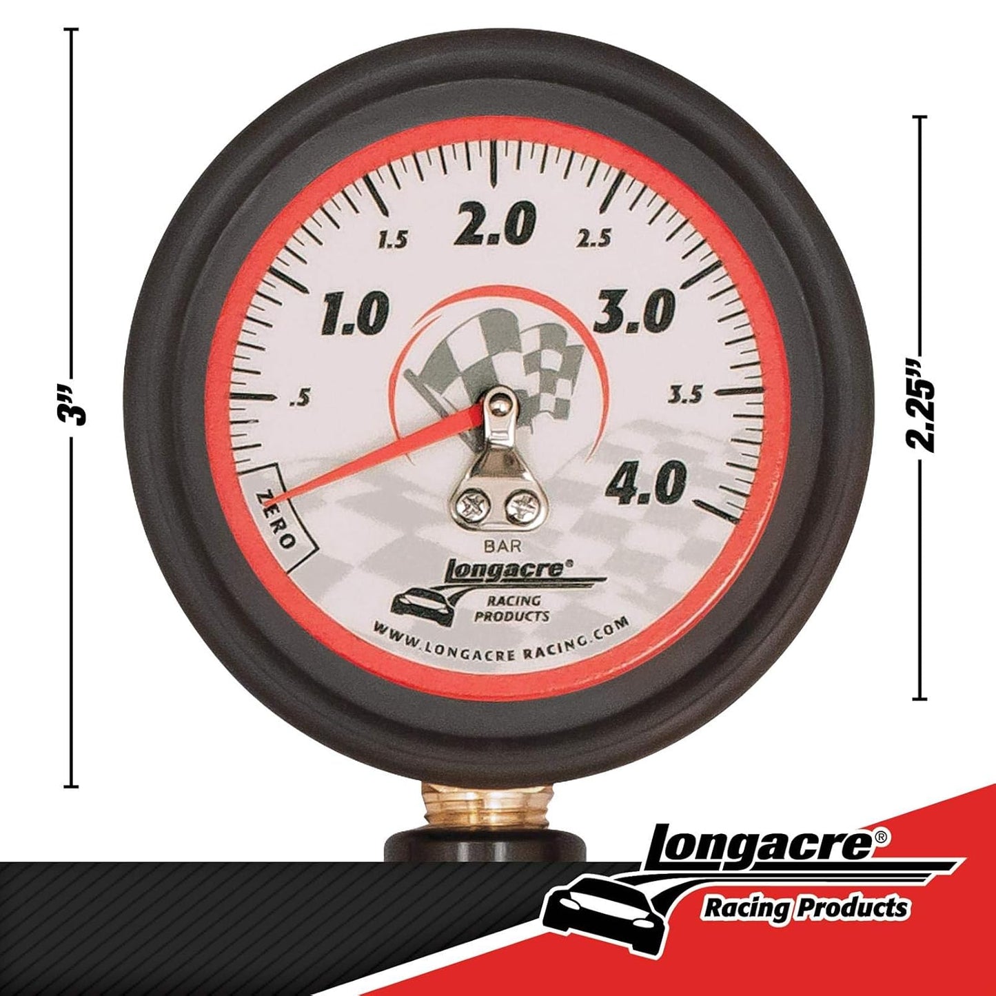 LONGACRE Racing Deluxe 2.5" Tyre Pressure Gauge - Analogue (0-4 bar)