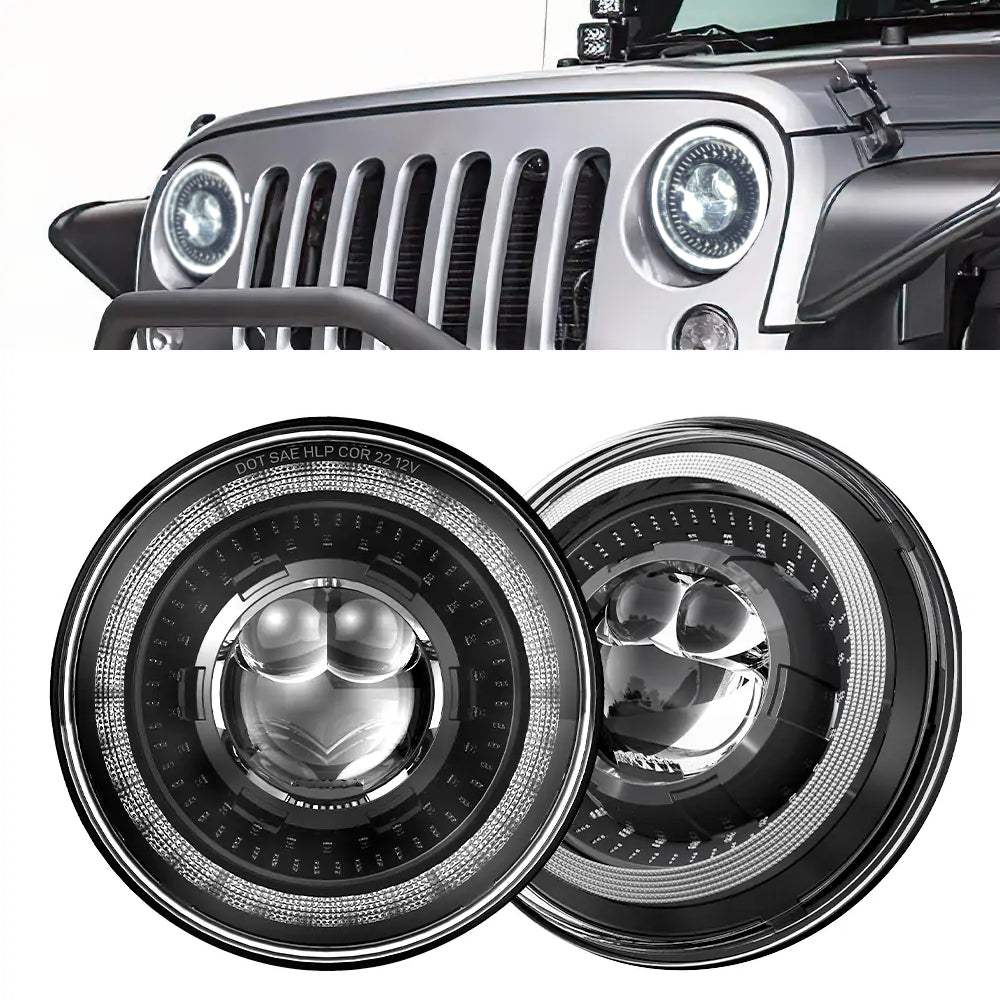 LED Headlights 'Dragons Eye'' for Wrangler JL with DRL (pair with JL Adaptors) A+ 'OSRAM' LED