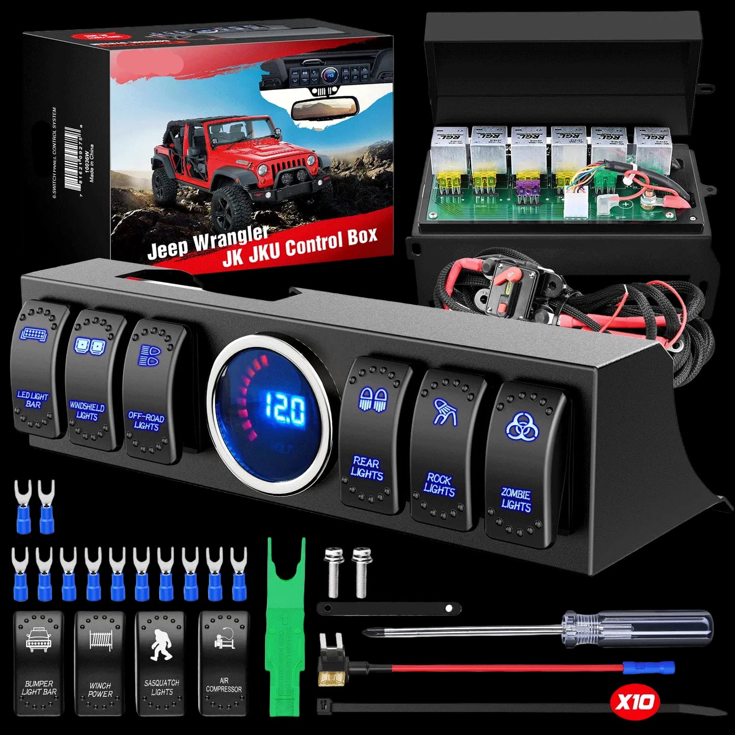 6-WAY Switch Control System for Jeep Wrangler 07-18 (100Amp max)