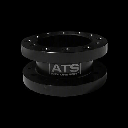 Black metal flange with ATS Motorsport branding on a white background