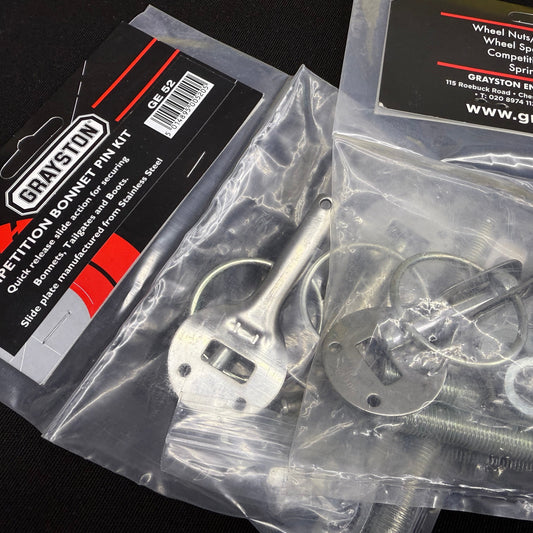 Grayston Competition Bonnet Pin / Clip Kit - S/Steel Slide Plates GE52