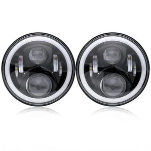 Headlights LED DRL Halo 'Clone' for Wrangler JK JKU TJ (pair)