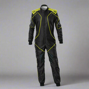 OMP KS-3X 'ART' Kart Suit BLACK / FLURO YELLOW - ADULT (Sizes 42-62)