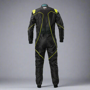 OMP KS-3X 'ART' Kart Suit BLACK / FLURO YELLOW - ADULT (Sizes 42-62)