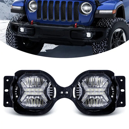 FOG Lights 'Wind Tunnel' 4" LED WITH DRL for Wrangler JK JKU JL Gladiator (pair)