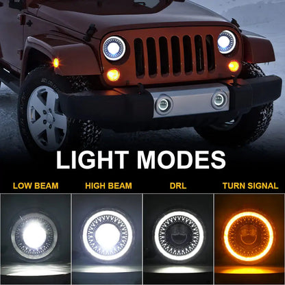 LED Headlights 'Dragons Eye' with DRL for Wrangler JK JKU TJ (pair) A+ 'OSRAM' LED