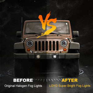 FOG Lights 'Wind Tunnel' 4" LED WITH DRL for Wrangler JK JKU JL Gladiator (pair)