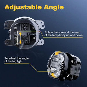 FOG Lights 'Wind Tunnel' 4" LED WITH DRL for Wrangler JK JKU JL Gladiator (pair)