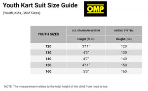 OMP KS-3 Kart Suit BLACK - YOUTH (Sizes 120-160)
