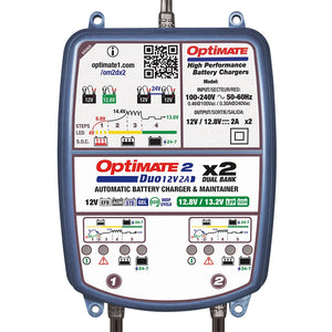 OPTIMATE 2 Duo - x2 DUAL Bank (Lithium / Standard) Car / Kart Battery Charger TM570