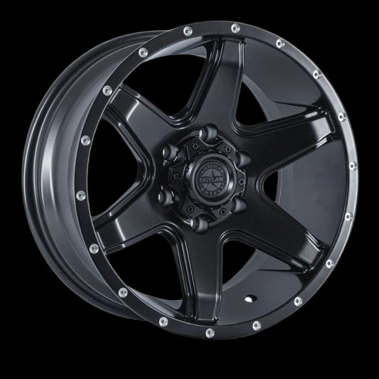 AMERICAN OUTLAW 'Six Shooter' 17" - Satin Black Milled Rims (set of 5 Jeep 5x127)