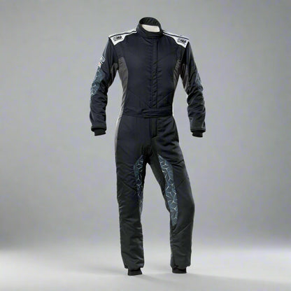 OMP TECNICA Hybrid Circuit Race Suit - Black/Silver (Sizes 44-64) FIA 8856-2018