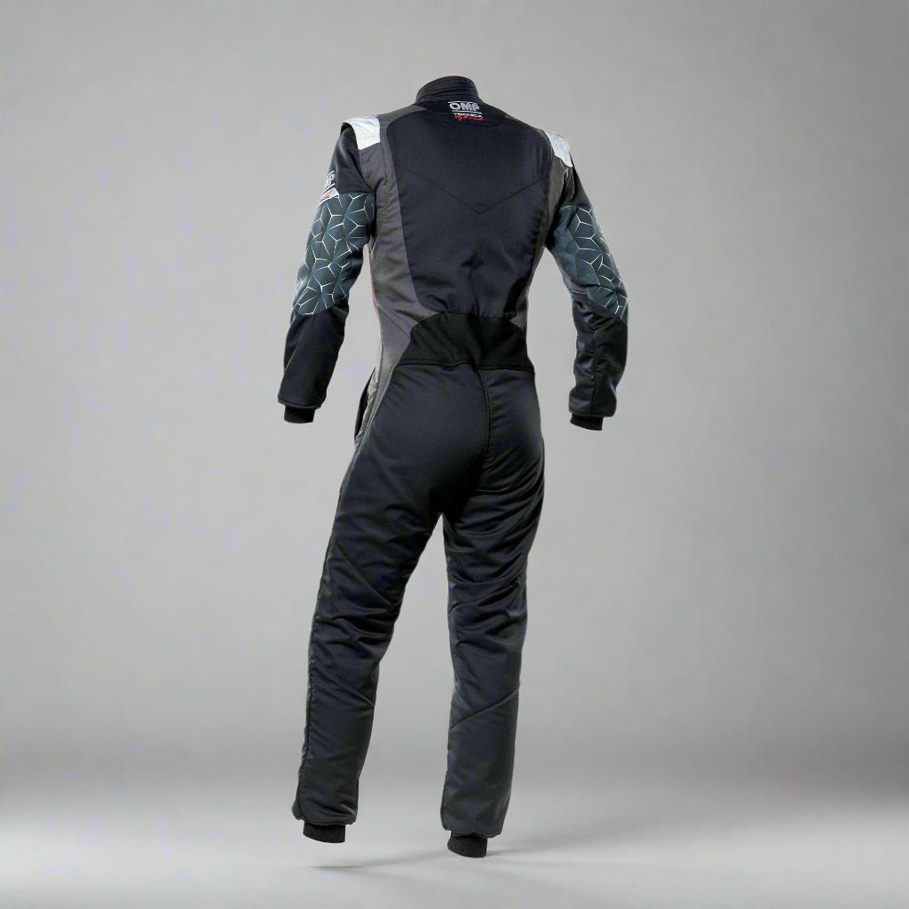 OMP TECNICA Hybrid Circuit Race Suit - Black/Silver (Sizes 44-64) FIA 8856-2018