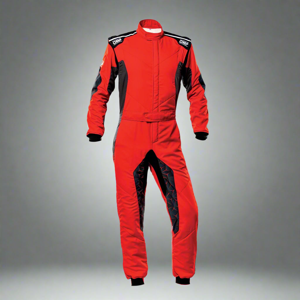 OMP TECNICA Hybrid Circuit Race Suit - Red/Black (Sizes 44-64) FIA 8856-2018